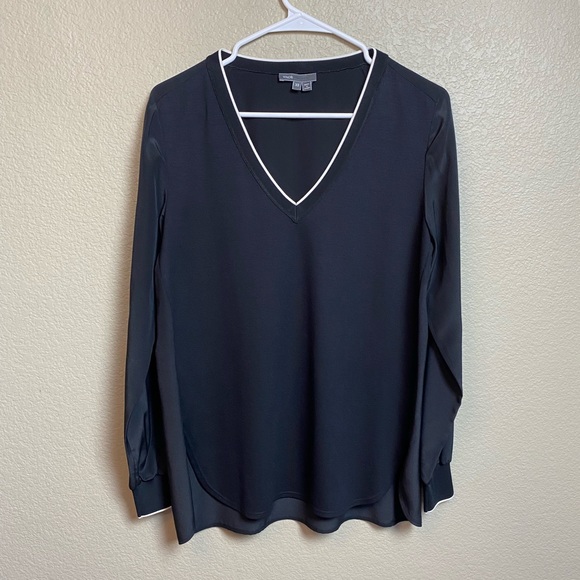 Vince Knit Silky V Neck Blouse Sweater - Picture 2 of 12